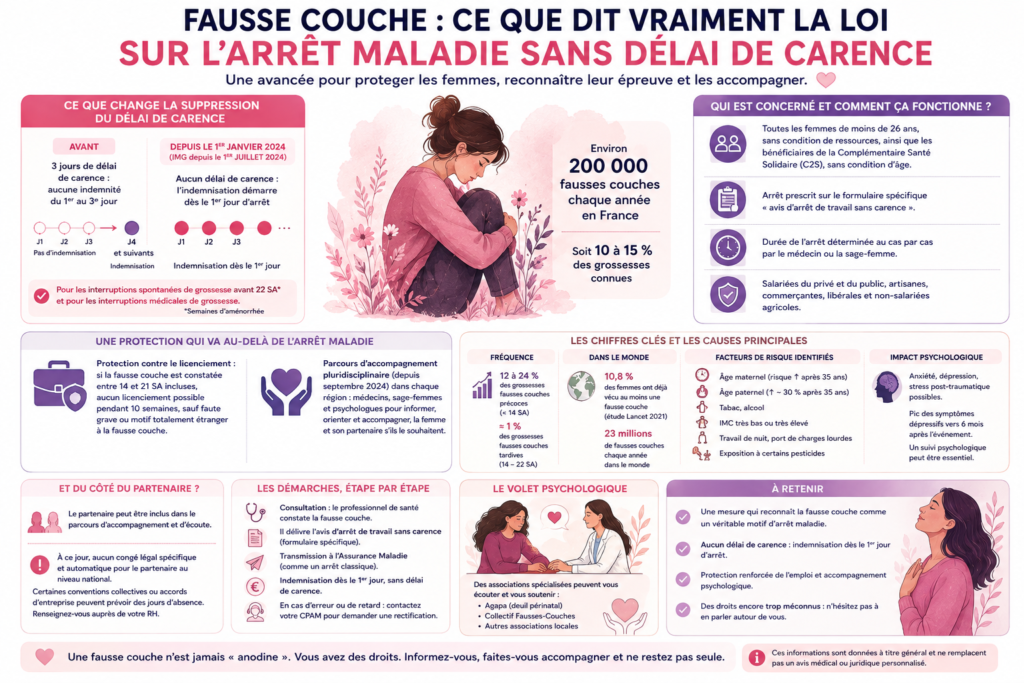 Fausse couche : vos droits en arrêt maladie sans carence